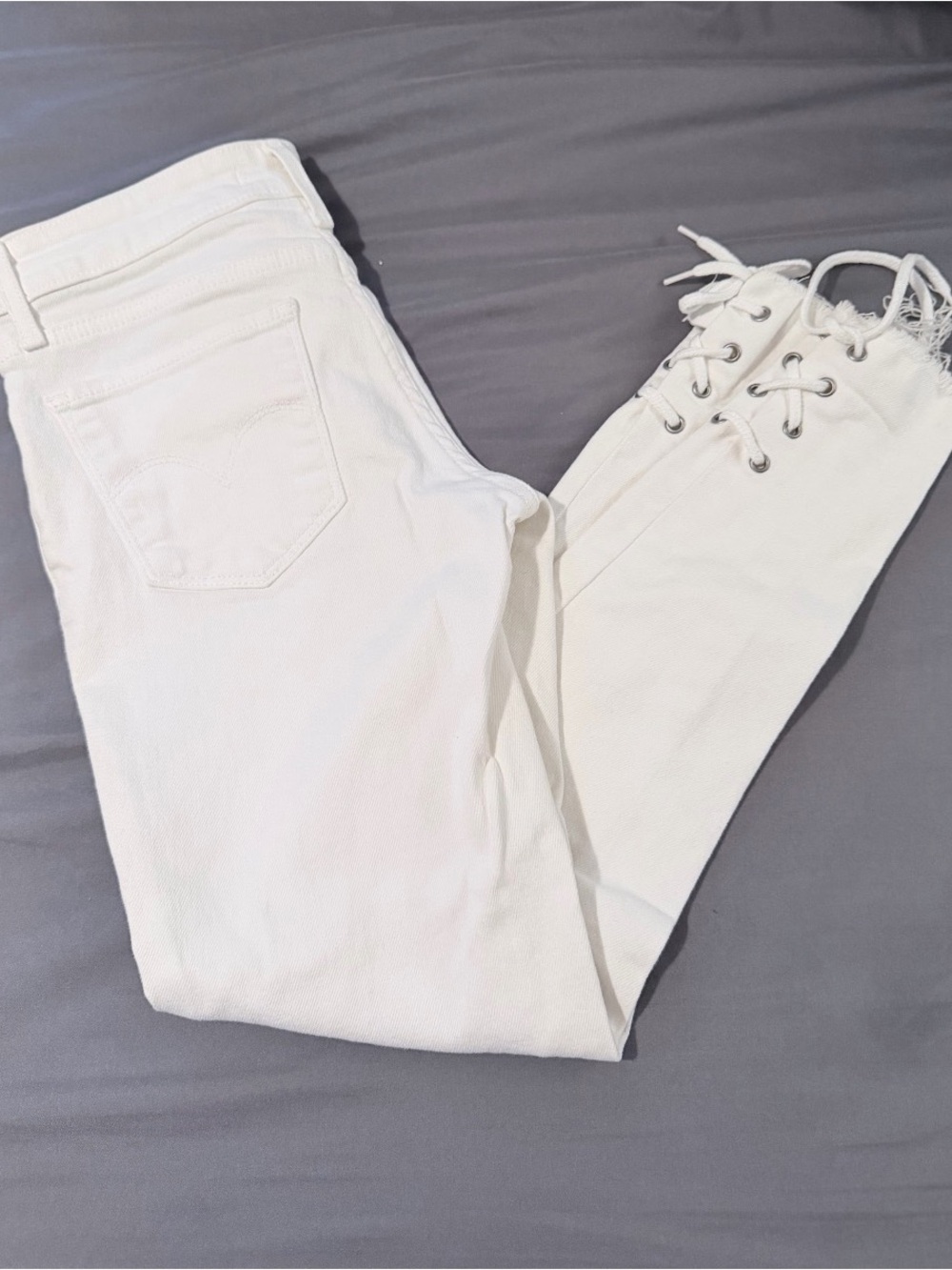 Levi's White Lace-Up Skinny Jeans